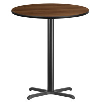 Flash Furniture XU-RD-36-WALTB-T3030B-GG 36" Round Walnut Laminate Table Top with 30" Bar Height Table Base